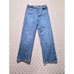 Levi Strauss Ribcage Straight Ankle Jeans Medium Wash Button Fly Size 27